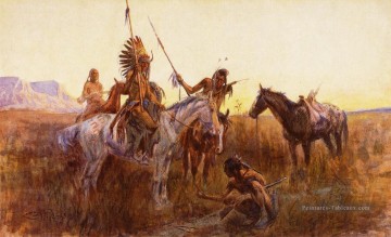  russe Tableau - Le sentier perdu Art occidental Amérindien Charles Marion Russell